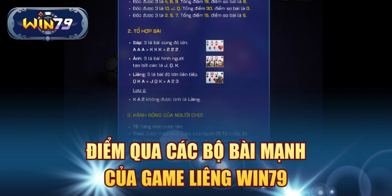 Điểm qua các bộ bài mạnh của game liêng win79